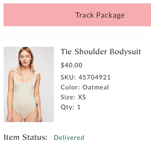 Free People Tie Bodysuit Tan Cream XS - Picture 4 of 5